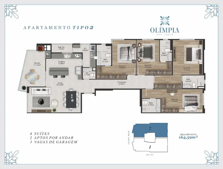 Olímpia Residence · 4 suítes, 163 m²
